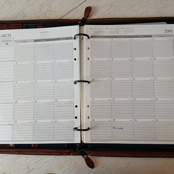 Vtg SCULLY Brown Leather Briefcase Planner Portfolio 3 Ring Binder Handles 13x11 - Picture 12 of 16